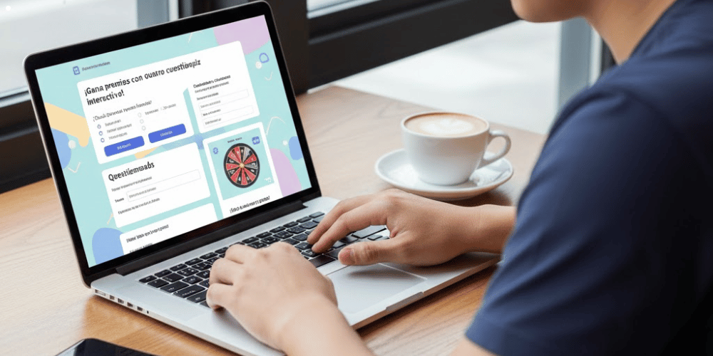 Ejemplo visual de tendencias de email marketing 2026: correo interactivo con encuesta, ruleta y elementos de raspa y gana.